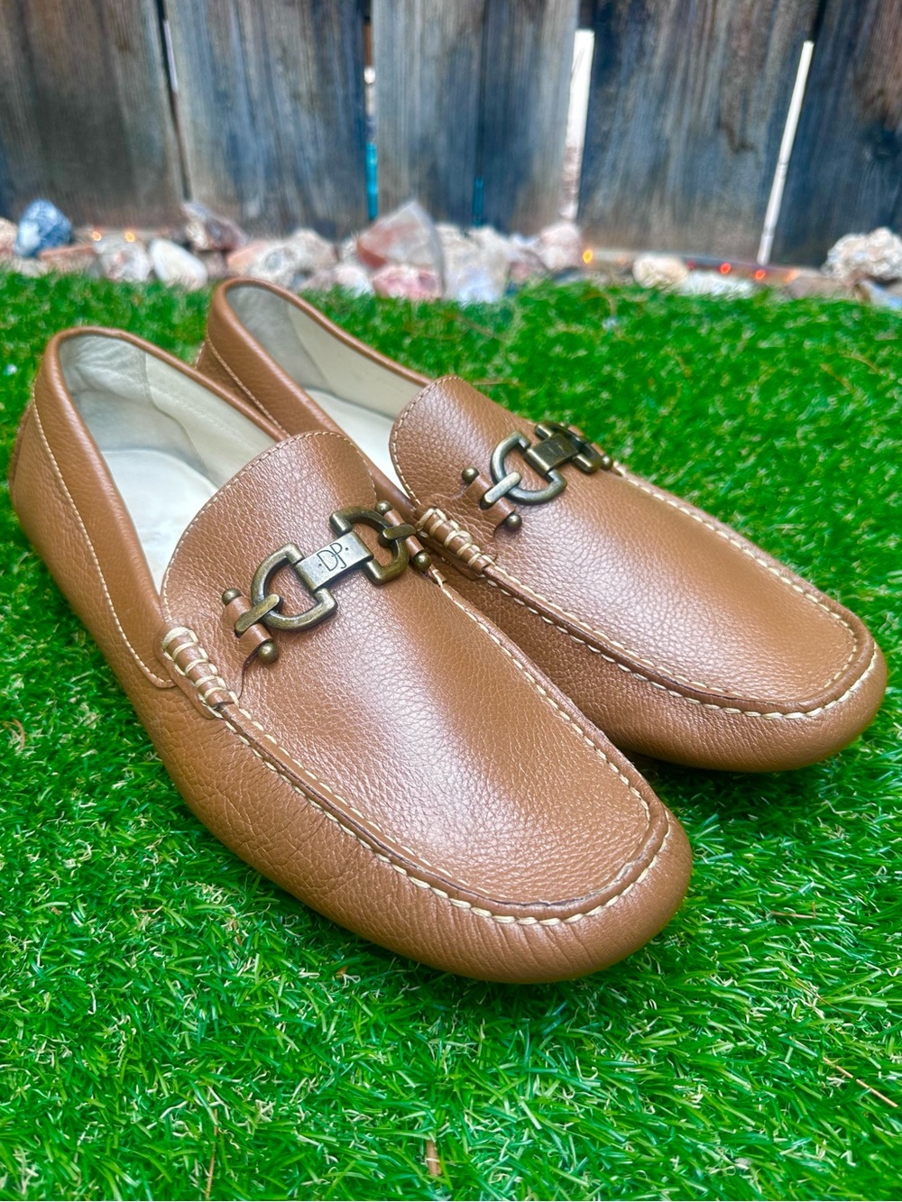 Donald J. Pliner Dacio Men's Tan Leather Bit-Accent Slip-On Loafers